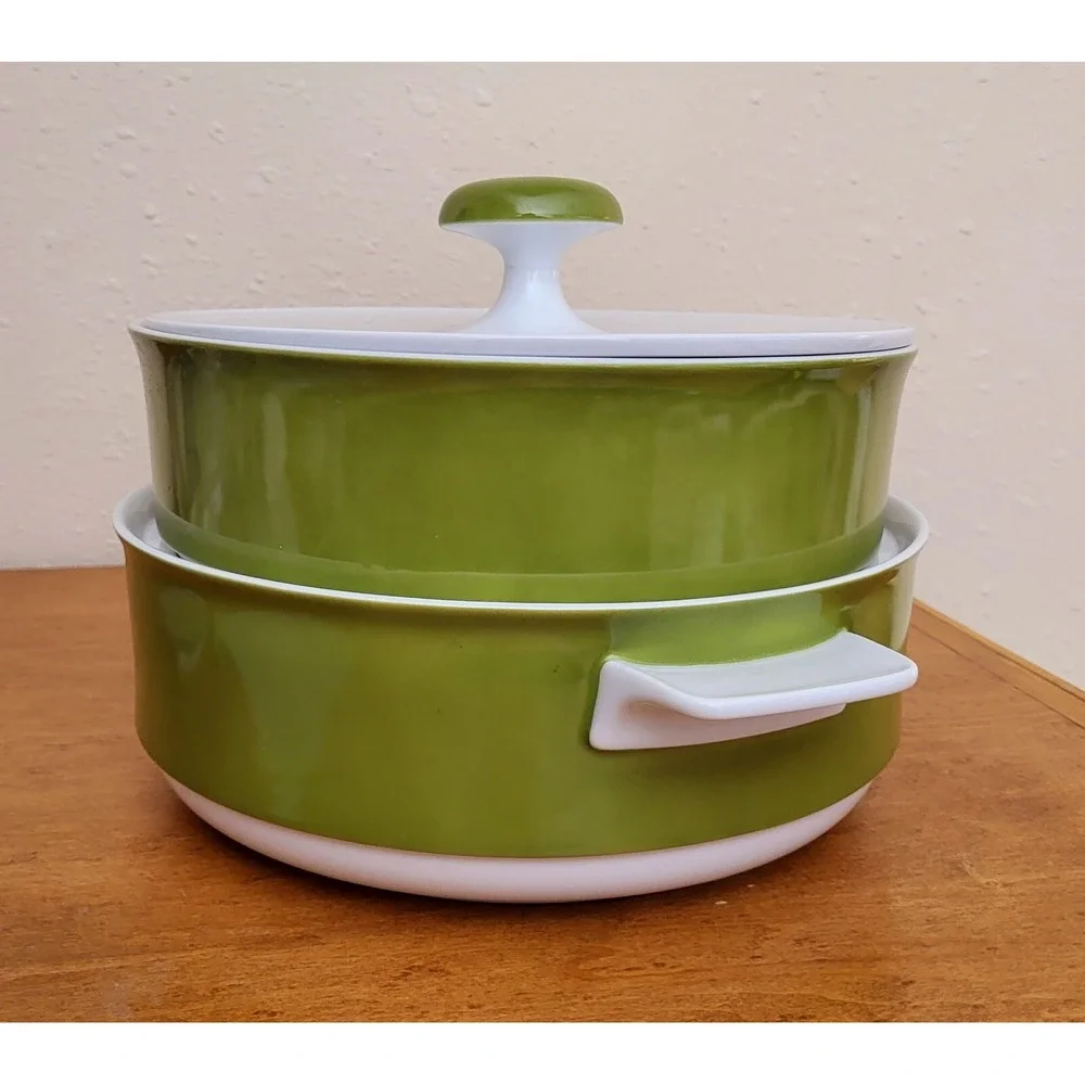2 Dead Stock Avocado Green Royal Prestige Mandala Serving  Lid Bowls MCM Granada